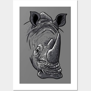 Rhino face Posters and Art